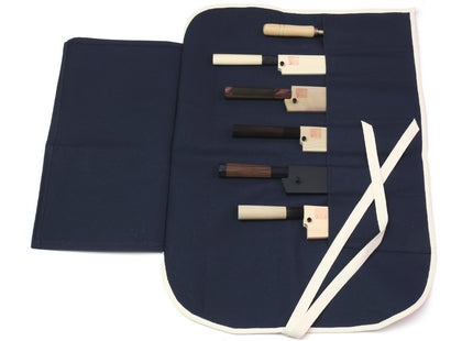 Yoshihiro Japanese Knife Cotton Pouch Bag Dark Navy Color (6 Slots)