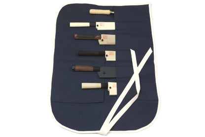 Yoshihiro Japanese Knife Cotton Pouch Bag Dark Navy Color (6 Slots)