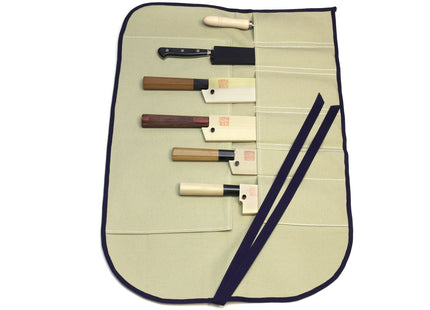 Yoshihiro Japanese Knife Cotton Pouch Bag Green-Gray Color (6 Slots)