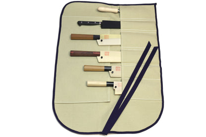 Yoshihiro Japanese Knife Cotton Pouch Bag Green-Gray Color (6 Slots)