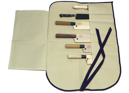 Yoshihiro Japanese Knife Cotton Pouch Bag Green-Gray Color (6 Slots)
