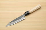 Yoshihiro Nashiji Kurouchi White Steel #2 Stainless Clad Petty Utility Knife with Kaede Wood Handle