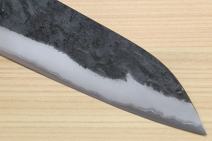 Yoshihiro Nashiji Kurouchi White Steel #2 Stainless Clad Santoku Multipurpose Chef Knife with Kaede Wood Handle