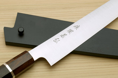 Yoshihiro Hayate ZDP-189 Super High Carbon Stainless Steel Sujihiki Slicer Knife Octagonal Ebony Wood Handle with Sterling Silver Ring