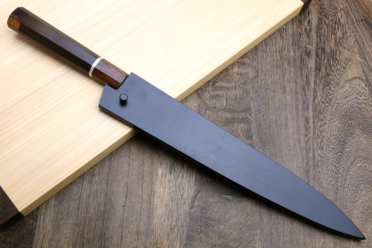 Yoshihiro Hayate ZDP-189 Super High Carbon Stainless Steel Sujihiki Slicer Knife Octagonal Ebony Wood Handle with Sterling Silver Ring