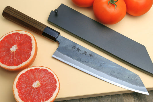 Yoshihiro Mizu Yaki Blue High Carbon Steel #1 Kurouchi Kiritsuke Japanese Multipurpose Knife Shitan Handle