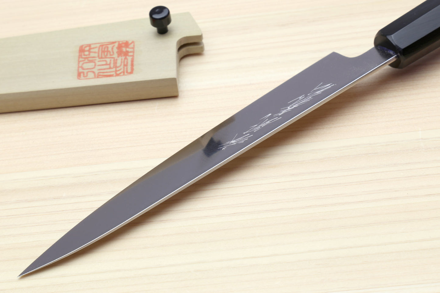 Yoshihiro VG-1 Gold Stainless Steel Petty Japanese Utility Knife Ambrosia Handle with Saya Cover