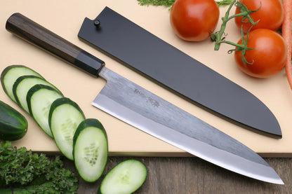 Yoshihiro Kurouchi Black-Forged Blue Steel Stainless Clad Gyuto Chefs Knife (Shitan Handle)