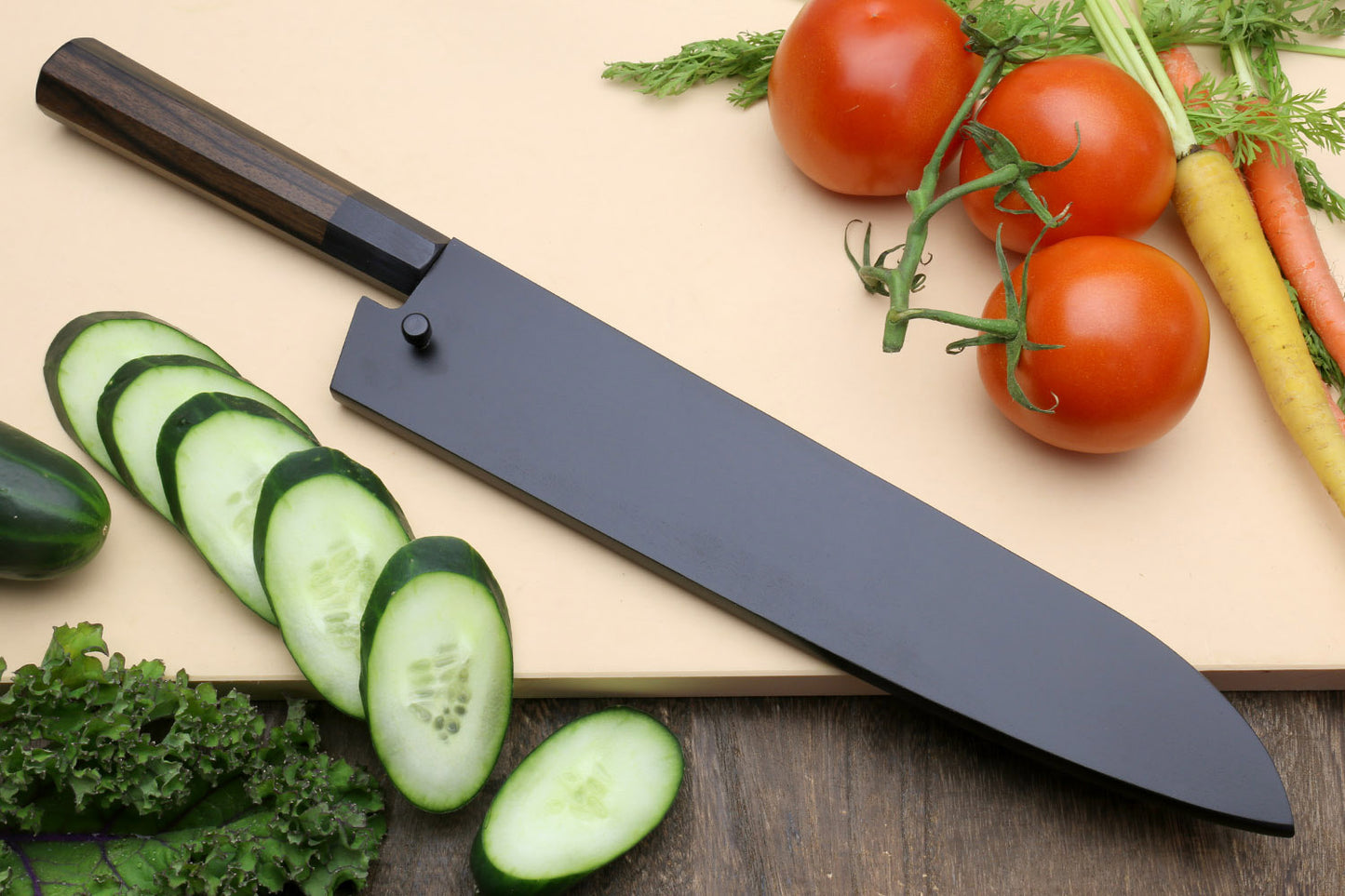 Yoshihiro Kurouchi Black-Forged Blue Steel Stainless Clad Gyuto Chefs Knife (Shitan Handle)