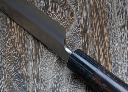 Yoshihiro Inox Stainless Steel Yanagi Sushi Sashimi Japanese Chef Knife Round Rosewood Handle with Nuri Saya Cover