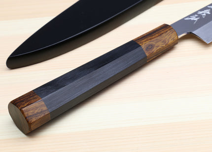 Yoshihiro Hiryu Ginsan High Carbon Stainless Steel Petty Utility Knife Ebony Handle with Nuri Saya Cover
