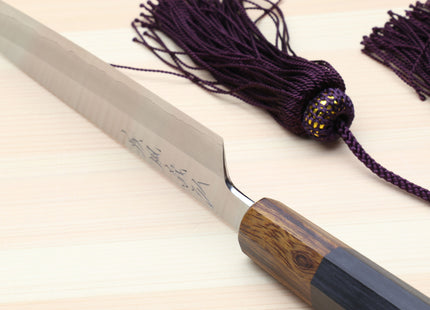 Yoshihiro Hiryu Ginsan High Carbon Stainless Steel Petty Utility Knife Ebony Handle with Nuri Saya Cover