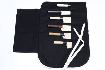 Yoshihiro Japanese Knife Cotton Pouch Bag Black Color (6 Slots)