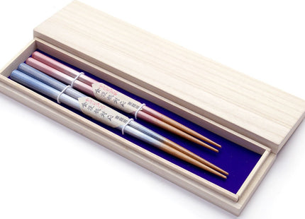 Yoshihiro Premium Cherrywood Pink & Purple Sakura Chopsticks Set Comes With Fine Paulownia Wood Case