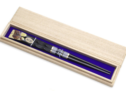 Japanese Premium Ebony Wood Chopsticks Fukiurushi Lacquered Kano Sanraku Gold Tiger with Paulownia Wooden Box