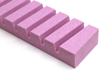 Purple sharpening stone fixer bars, stepped grooves on rectangular blocks
