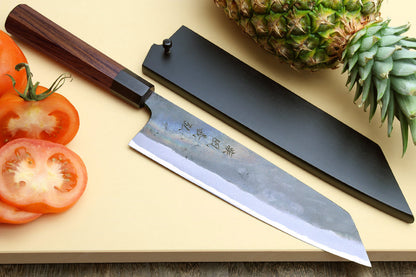 Yoshihiro Aogami Super Blue High Carbon Steel Kurouchi Kiritsuke Multipurpose Chef Knife with Shitan Wood Handle