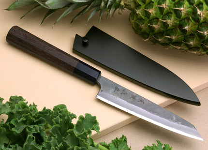 Yoshihiro Aogami Super Blue High Carbon Steel Kurouchi Petty Kiritsuke Utility Knife with Shitan Wood Handle