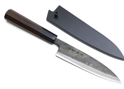 Yoshihiro Aogami Super Blue High Carbon Steel Kurouchi Petty Utility Knife with Shitan Wood Handle