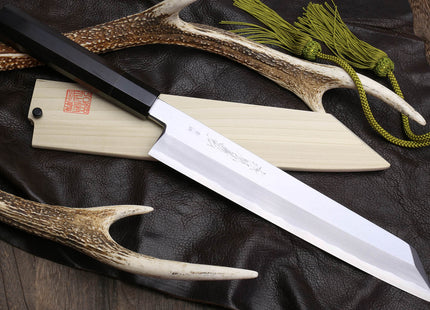 Yoshihiro Aonamiuchi Blue Steel #1 Kiritsuke Multipurpose Chef Knife with Ebony Handle