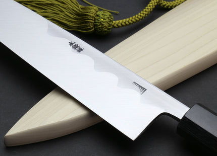 Yoshihiro Aonamiuchi Blue Steel #1 Mioroshi Filet Sushi Sashimi Japanese Chef Knife Ebony Handle