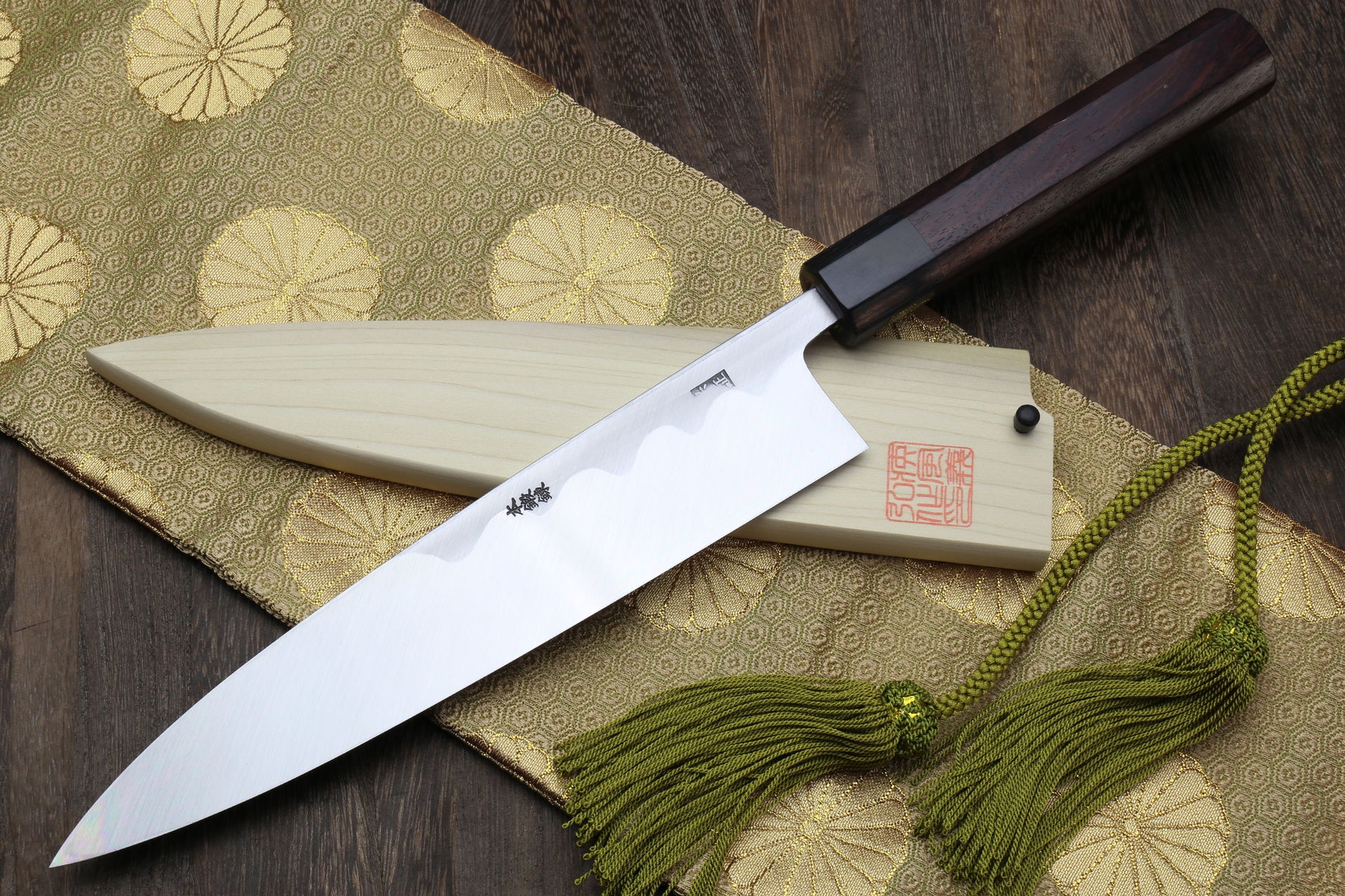 Yoshihiro Aonamiuchi Blue Steel #1 Mioroshi Filet Sushi Sashimi Japanese Chef Knife Ebony Handle