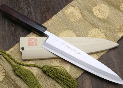 Yoshihiro Aonamiuchi Blue Steel #1 Mioroshi Filet Sushi Sashimi Japanese Chef Knife Ebony Handle