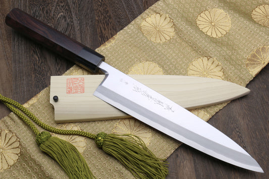 Yoshihiro Aonamiuchi Blue Steel #1 Mioroshi Filet Sushi Sashimi Japanese Chef Knife Ebony Handle