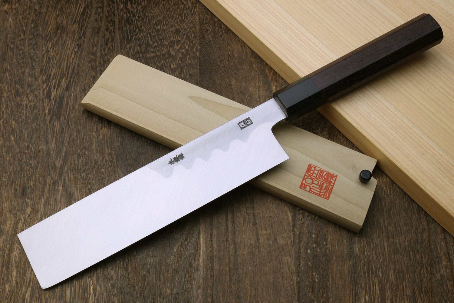 Yoshihiro Aonamiuchi Blue Steel Edo Usuba Japanese Vegetable Knife Shitan Rosewood