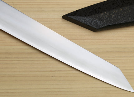Yoshihiro Ginsan High Carbon Stainless Steel Sujihiki Kiritsuke Slicer Chefs Knife with Triple Nickel Silver Ring Ebony Handle