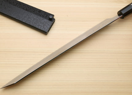 Yoshihiro Ginsan High Carbon Stainless Steel Sujihiki Kiritsuke Slicer Chefs Knife with Triple Nickel Silver Ring Ebony Handle