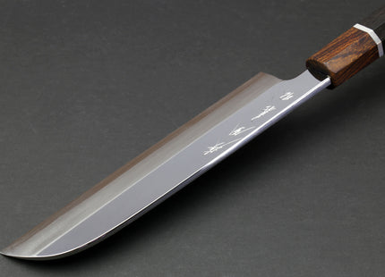 Yoshihiro  Ginsan Mirror Polished Stain Resistant Kama Usuba Traditional Japanese Vegetable Chopping Chef Knife Ebony Handle with Silver Ring