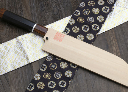Yoshihiro  Ginsan Mirror Polished Stain Resistant Kama Usuba Traditional Japanese Vegetable Chopping Chef Knife Ebony Handle with Silver Ring