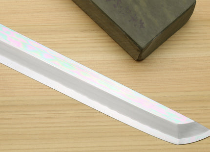 Yoshihiro Ginsan Mirror Polished Stain Resistant Steel Maguro Bocho Tuna Knife with Triple Silver Ring Ebony Handle (Sakimaru Takobiki Style) *Blade Length 17.7"