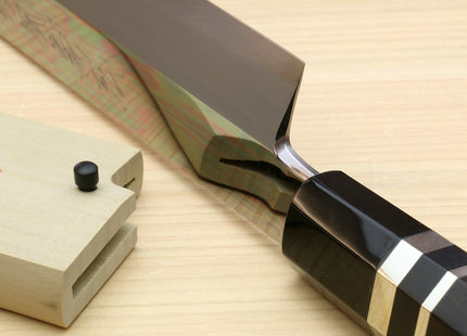 Yoshihiro Ginsan Mirror Polished Stain Resistant Steel Maguro Bocho Tuna Knife with Triple Silver Ring Ebony Handle (Yanagi-Kiritsuke Style) *Blade Length 17.7"