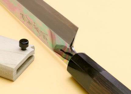 Yoshihiro Ginsan Mirror Polished Stain Resistant Steel Sakimaru Takobiki Sushi Sashimi Slicing Japanese Knife Ebony Handle