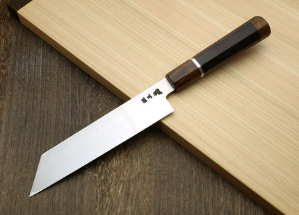 Yoshihiro Ginsan Semi-stainless Kenmuki Single-Edged Vegetable Knife Ebony Handle with Sterling Silver Ring