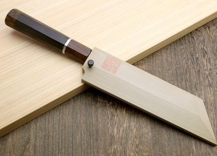 Yoshihiro Ginsan Semi-stainless Kenmuki Single-Edged Vegetable Knife Ebony Handle with Sterling Silver Ring