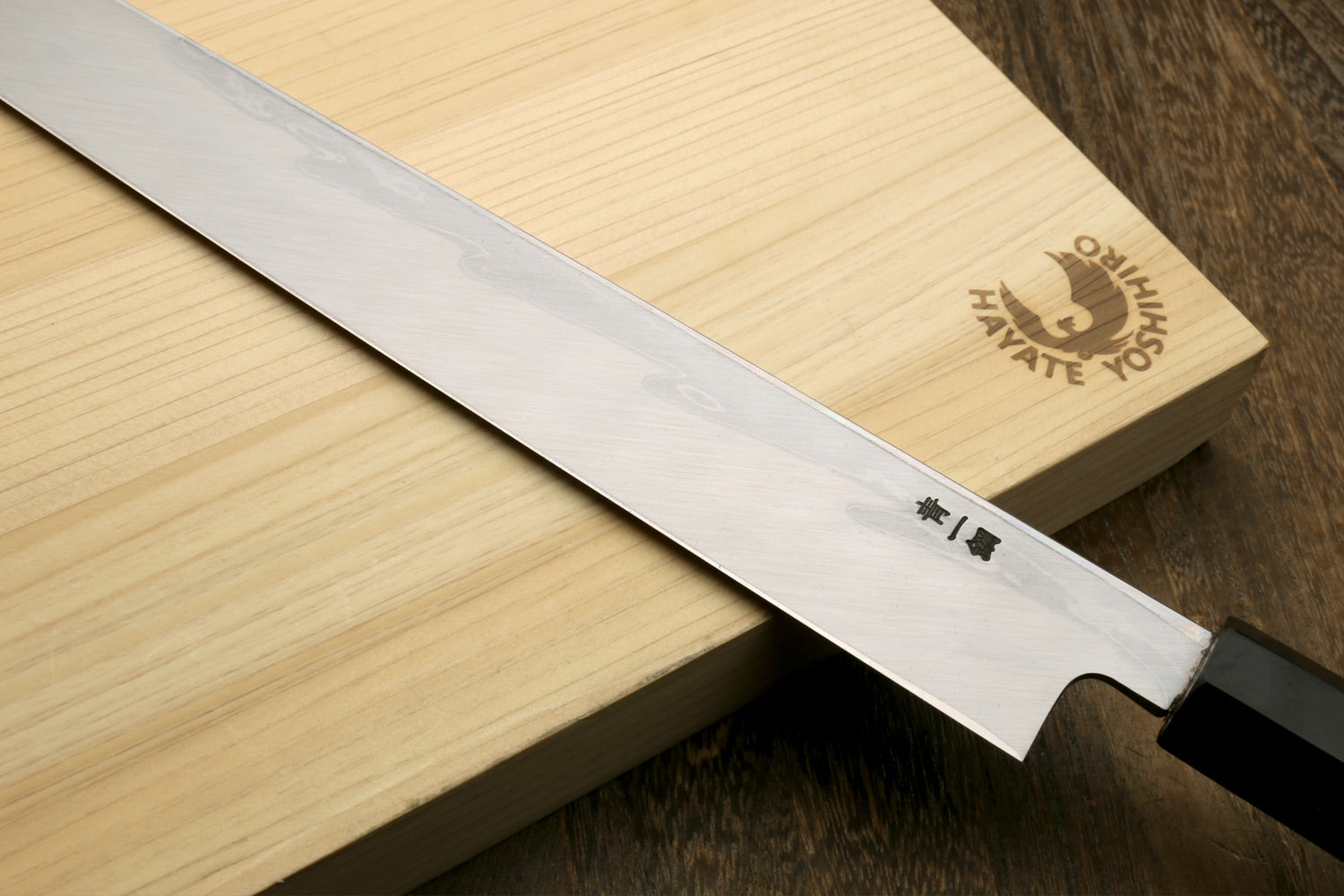 Yoshihiro Hayate Suminagashi Blue Steel #1 Yanagi Kiritsuke Sushi Sashimi Japanese Knife Ebony Handle