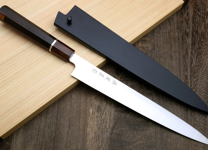 Yoshihiro Hayate ZDP-189 Super High Carbon Stainless Steel Sujihiki Slicer Knife Octagonal Ebony Wood Handle with Sterling Silver Ring