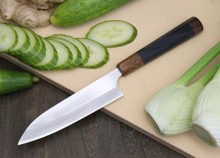 Yoshihiro High Speed Steel HAP40 Petty Multipurpose Chef Knife Natural Ebony Handle