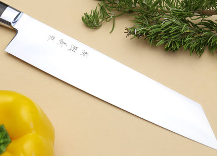 Yoshihiro High Speed Steel Kiritsuke Multipurpose Chefs Knife (Black Pakkawood Handle)