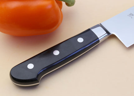 Yoshihiro High Speed Steel Kiritsuke Multipurpose Chefs Knife (Black Pakkawood Handle)