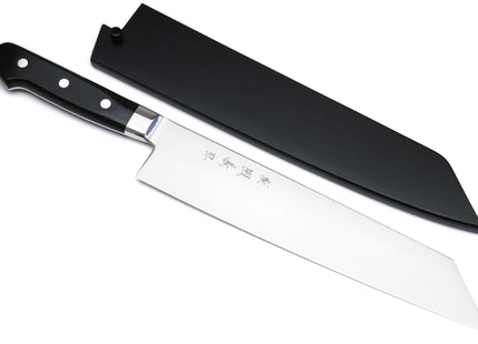 Yoshihiro High Speed Steel Kiritsuke Multipurpose Chefs Knife (Black Pakkawood Handle)