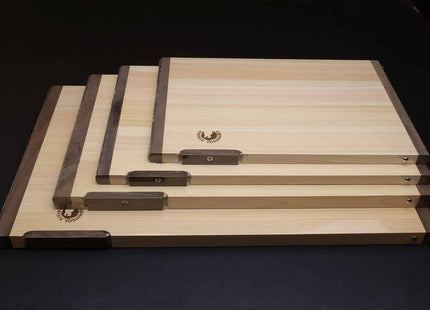 Yoshihiro Hinoki Cypress Anti-bacterial Japanese Natural Wooden Professional Grade Cutting Board with Anti Twisting Walnut Rim