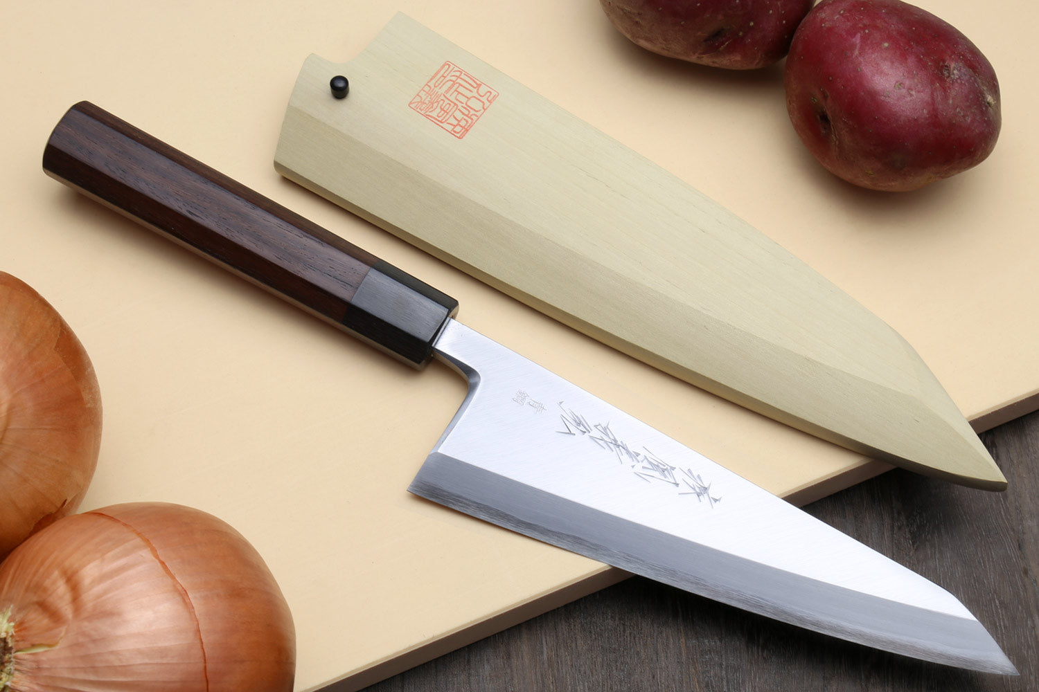 Yoshihiro Hongasumi Blue Steel #2 Garasuki Traditional Japanese Poultry Boning Knife Rosewood Handle