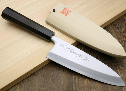 Yoshihiro Hongasumi Blue Steel Deba Fish Fillet Chef Knife Ebony Handle