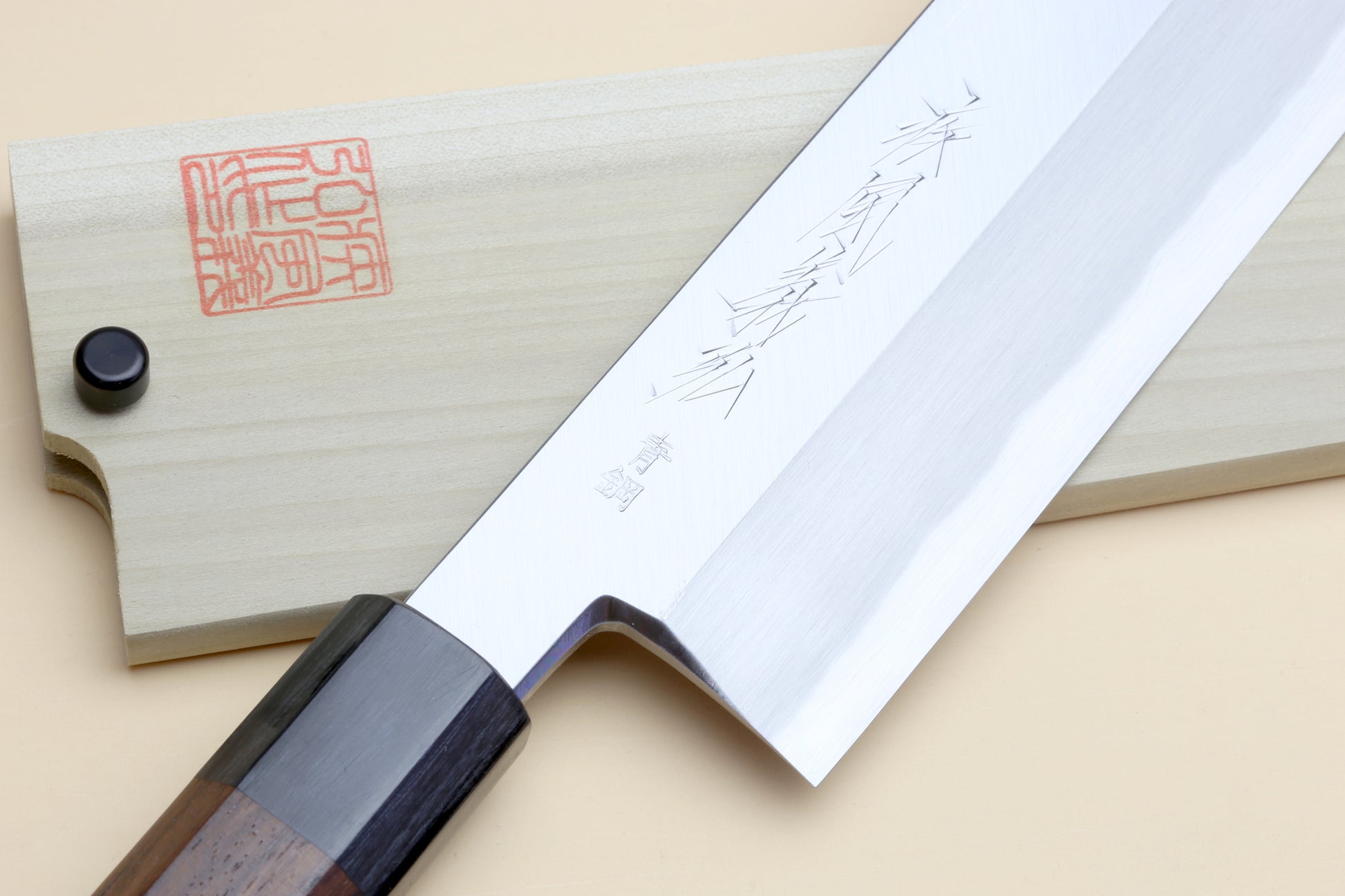 Yoshihiro Hongasumi Blue Steel Kama Usuba Traditional Japanese Vegetable Chopping Chef Knife, Rosewood Handle