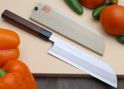Yoshihiro Hongasumi Blue Steel Kama Usuba Traditional Japanese Vegetable Chopping Chef Knife, Rosewood Handle
