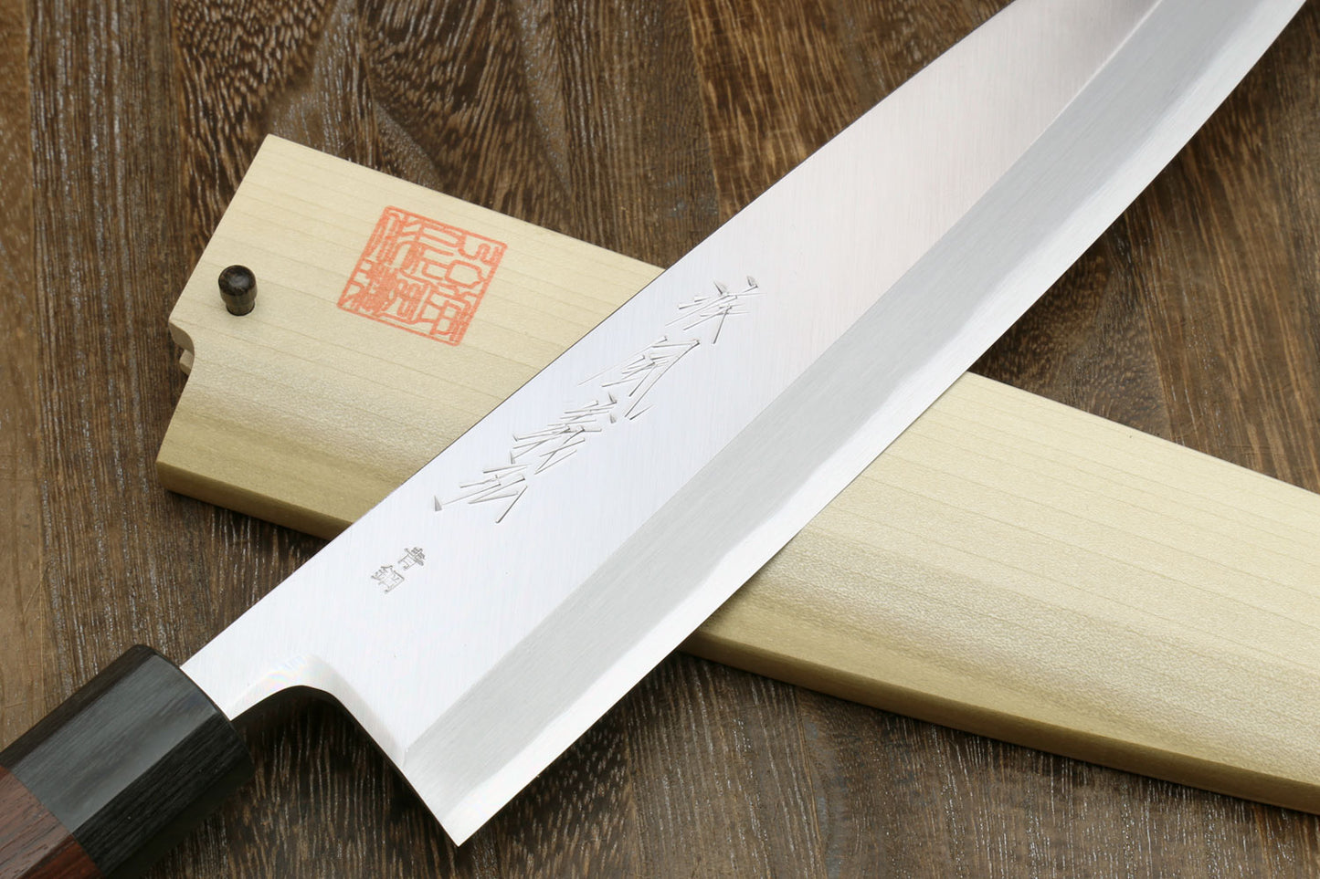 Yoshihiro Hongasumi Blue Steel Mioroshi Filet Sushi Sashimi Japanese Chef Knife with Rosewood Handle